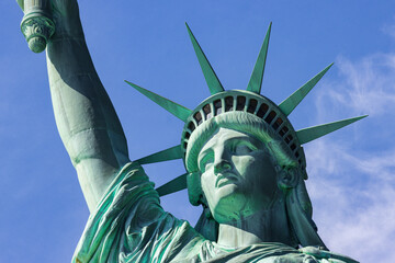 View of statue of liberty in New York City (USA)