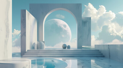 3d render minimal style futuristic surreal