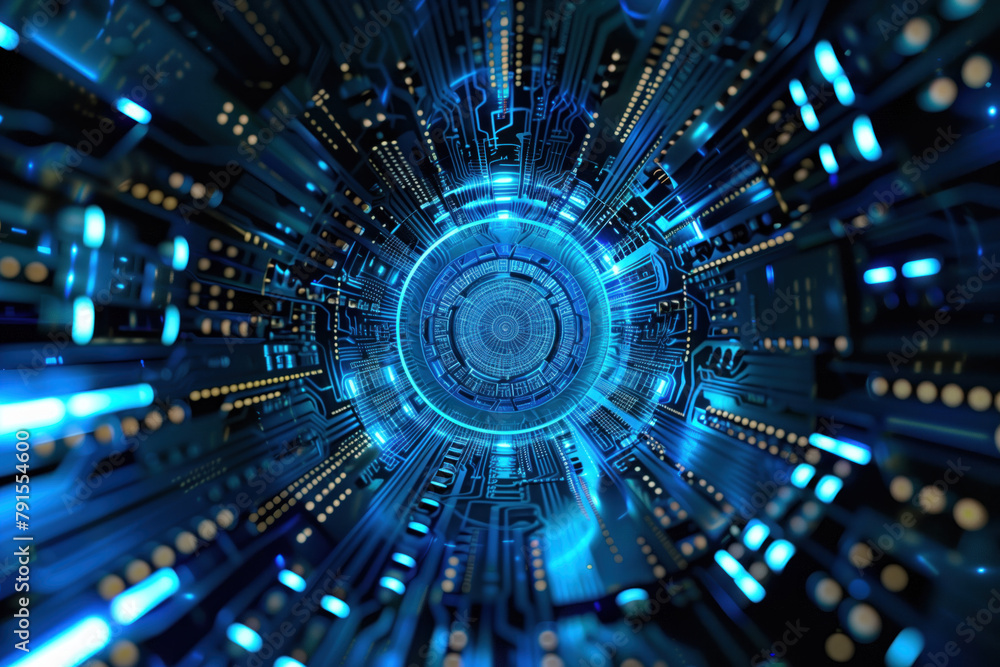 Poster digital transformation and system engineering. hi-tech futuristic background. created with generativ