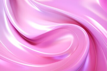 Pink abstract background with spiral. Background of futuristic swirls in the style of holographic. Shiny, glossy 3D rendering. Hologram with copy space