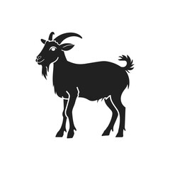 Obraz premium Goat vector icon silhouette. Goat side view silhouette. Farm goat animal logo design. Vector illustration isolated on white background