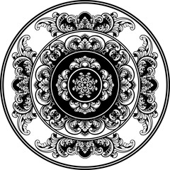 ornament circular mandala black white ornamental vector