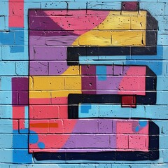 Typographical logo letter E, graffity pop art vivid style 