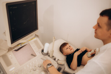 Little boy undergoing gastric and oesophageal ultrasound