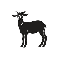 Goat vector icon silhouette. Goat side view silhouette. Farm goat animal logo design. Vector illustration isolated on white background