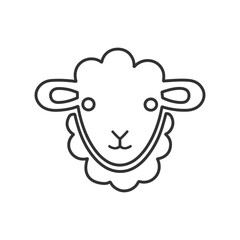 Vector editable line icon of a domestic cattle side view whole body sheep, lamb or goat grazing used for fur wool and milk as modern clean line art illustration in a black stroke symbol style isolated