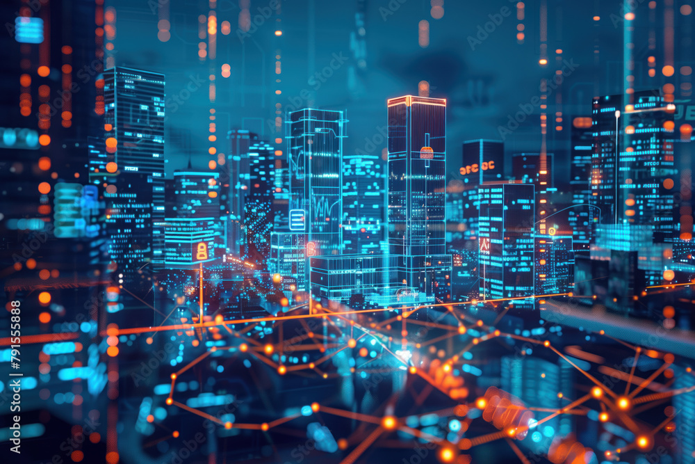 Poster digital transformation and system engineering. hi-tech futuristic background. created with generativ