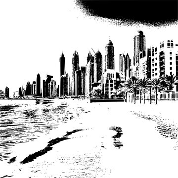 Dreamy Picture of Dubai in Black and White, Ethereal Beauty