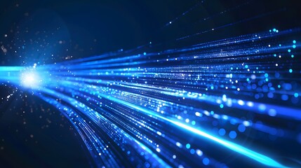 Fototapeta premium Blue light streak, fiber optic, speed line, futuristic background for 5g or 6g technology wireless data transmission, high-speed internet in abstract. internet network concept. vector design.