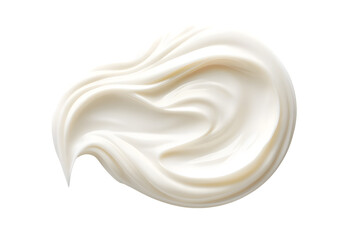 White cream swirl mockup top view isolated on transparent background. Swatch fluid smudge concealer, smear hand cream.