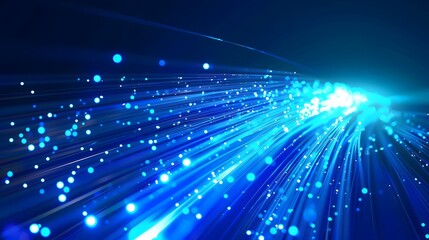 Obraz premium Blue light streak, fiber optic, speed line, futuristic background for 5g or 6g technology wireless data transmission, high-speed internet in abstract. internet network concept. vector design.