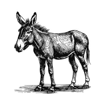 recommend clip art: donkey engraving black and white outline