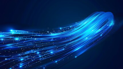 Blue light streak, fiber optic, speed line, futuristic background for 5g or 6g technology wireless...