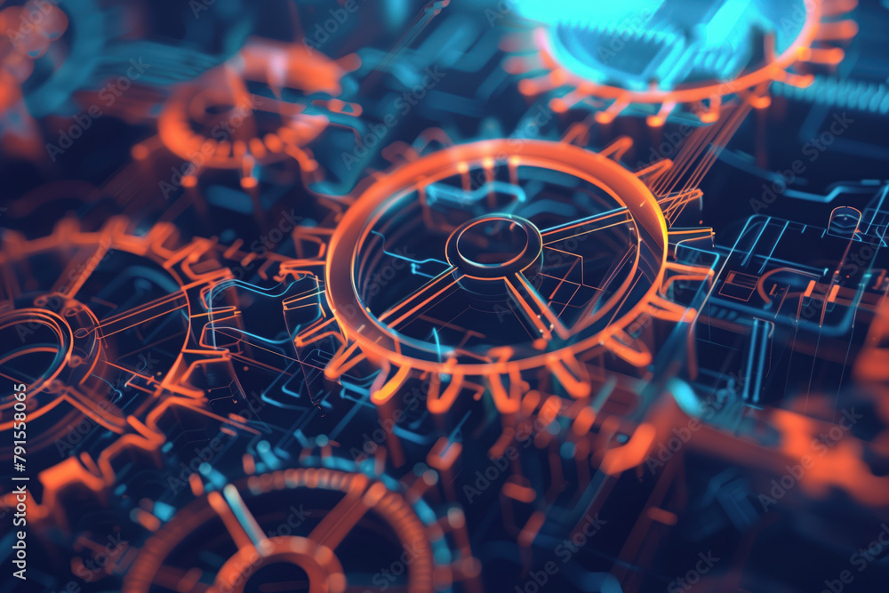 Poster digital transformation and system engineering. hi-tech futuristic background. created with generativ