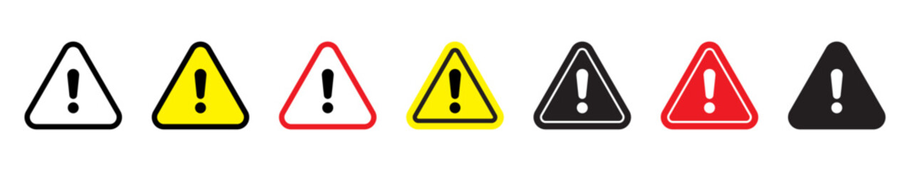 Caution triangular signs. Danger, warning sign, attention sign. Danger icon, warning icon, attention icon.