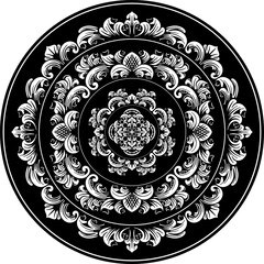 ornament circular mandala black white ornamental vector