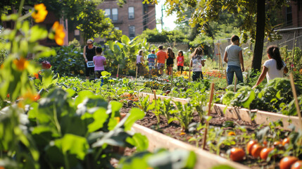 Urban community garden fostering sustainability and local involvement.