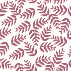 Fototapeta na wymiar Floral Seamless Texture With 3d Leaves.Seamless pattern of a leaf design.red leaves with light red shadow and white background. simple geometrical leaves background.