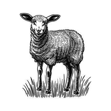 recommend clip art: lamb engraving black and white outline