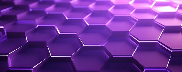 Purple background with hexagon pattern, 3D rendering illustration. Abstract purple wallpaper design for banner, poster or cover with copy space  - obrazy, fototapety, plakaty