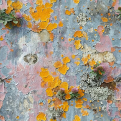 Vibrant Floral Mosaic: Colorful Blooms and Lichen Patterns