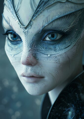 surreal futuristic alien woman with beautiful skin