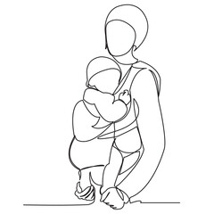 baby with mom in kangaroo bags