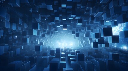 Delve into the world of abstract expression with mesmerizing blue cubes, a symphony of digital artistry in 3D that captivates the mind and inspires awe, all captured with breathtaking realism in HD 