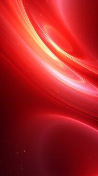 Red abstract background with spiral. Background of futuristic swirls in the style of holographic. Shiny, glossy 3D rendering. Hologram with copy space