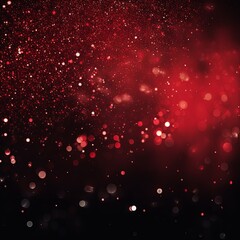 Red glitter texture background with dark shadows, glowing stars, and subtle sparkles with copy space for photo text or product, blank empty copyspace
