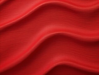 Red linen fabric with abstract wavy pattern. Background and texture for design, banner, poster or packaging textile product. Closeup. with copy space 