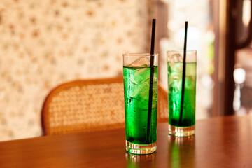 Acqua e Menta – Water and Mint, an Italian Summer Drink in a bar.
