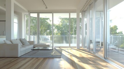 Fototapeta premium Modern architecture in a renovated room AI generated illustration