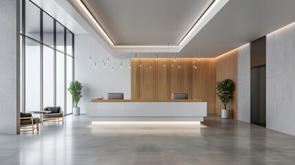 Modern office lobby with a minimalist design  AI generated illustration