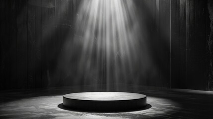An understated podium in matte black, exuding minimalist elegance, perfect for product showcase.