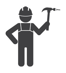 worker with hammer and nail icon - 791568867