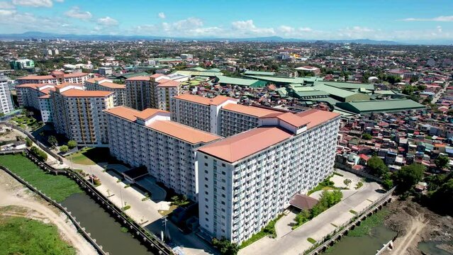 Sucat, Paranaque, Metro Manila, Philippines - Aerial view of Field Residences, a condominium complex, and SM Sucat.