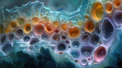 Microscopic textures magnified, revealing an unseen world of abstract beauty