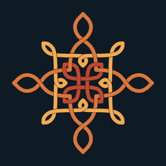 Flower seamless pattern orange tone and dark blue background set 6 number 13