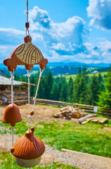 The handmade adobe wind chimes, Mountain Valley Peppers handicraft village, Ukraine
