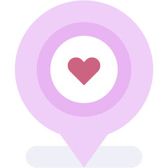 location, pin, placeholder, heart, love Icon