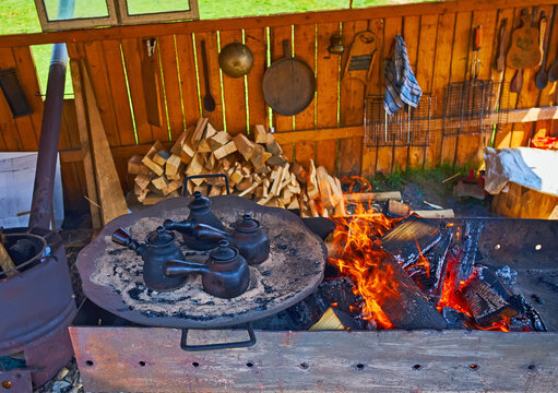 Coffee brewing on the open fire, Mountain Valley Peppers, Ukraine