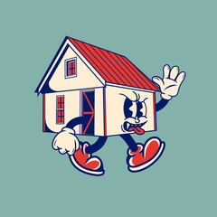 Retro character design from a simple house