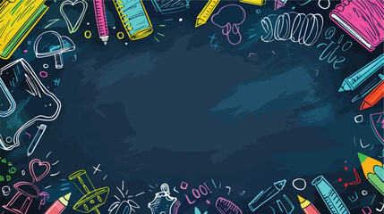 Colorful vector background with hand drawn school 