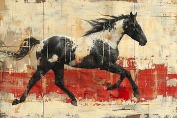 Minimalistic Vintage Horse Painting Generative AI