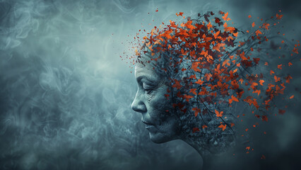 Memory Fade: Digital Illustration of Alzheimer's Disease and Mental Disorders, Dementia 