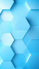 Sky Blue background with hexagon pattern, 3D rendering illustration. Abstract sky blue wallpaper design for banner, poster or cover with copy space 