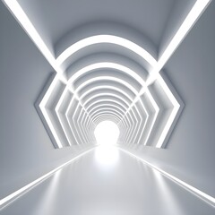 Abstract Architecture Tunnel With Light Background. 3d Render Illustration