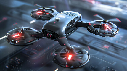 A futuristic drone with built-in obstacle detection.