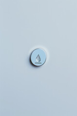 Close-up of a tear badge and the text 'Sad songs'.Minimal creative emotional and music art concept.Flat lay